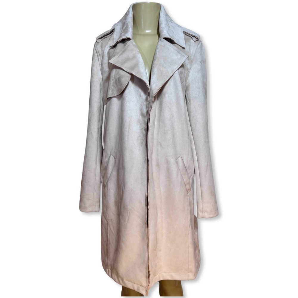 🎩🗝️ NWT $160 Ookie & LaLa Scuba Faux Suede Topper Jacket - Blush - Size S/M